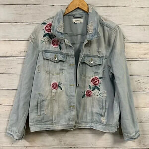 Cavalini Distressed Light Denim Oversized Fit Jacket Size L